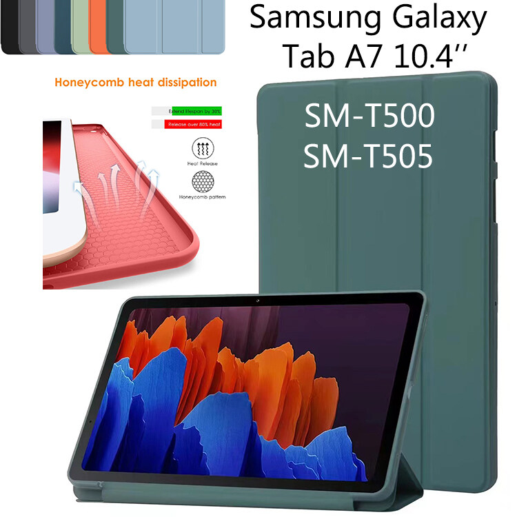Skin PU Folding Stand Case For Samsung Galaxy Tab A7 10.4'' SM-T500 SM-T505 Tablet Cases Leather Smart Soft Silicone Flip Cover for  Samsung Galaxy Tab A 7 10.4 inch