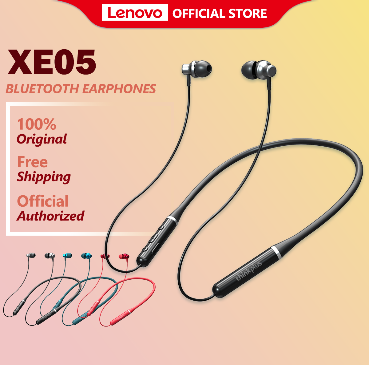 Lenovo XE05 Neckband Sports Bluetooth 5.0 In-Ear Earphones True Wireless Earbuds Headphone Handfree IPX5 Long Battery Headset With Mic Earpieces Auido TWS High Bass
