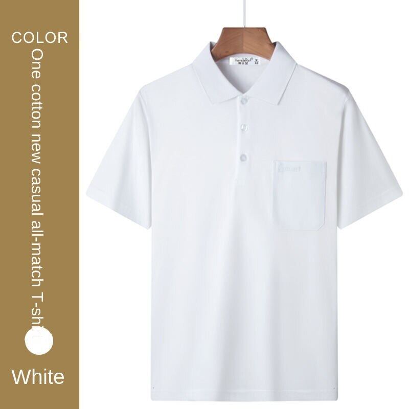 SFO134 Cotton short-sleeved T-shirt men's lapel polo shirt dad's summer wear middle-aged and elderly men's top clothing loose real pocket