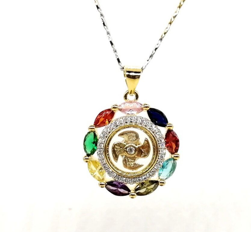 Thai Lucky Windmill wheel Amulet Powerful Enhance Good Fortune adjustable Gold Silver Necklace
