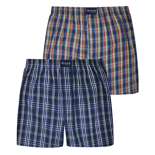 BYFORD 2PCS MEN WOVEN BOXER SHORTS | 100% COMBED COTTON | #277194