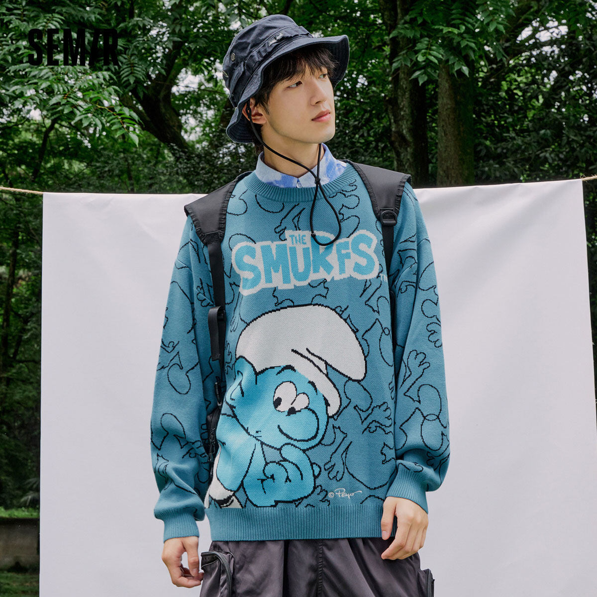 Semir Sweater Men Fall 2021 New Loose Men'S Trendy Fun Cartoon Jacquard Top