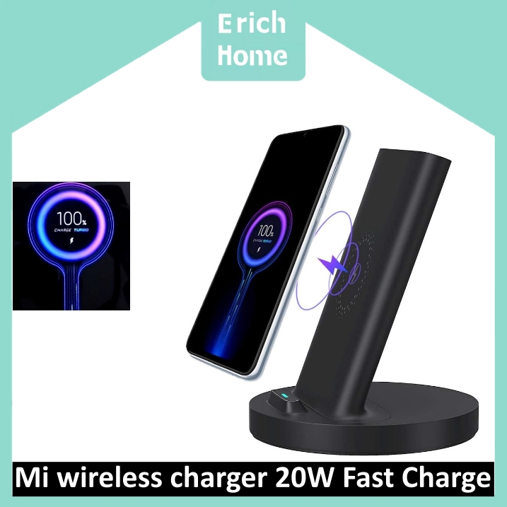 Mi wireless charger, fast charging Qi certified 20W charging station compatible with iPhone Samsung