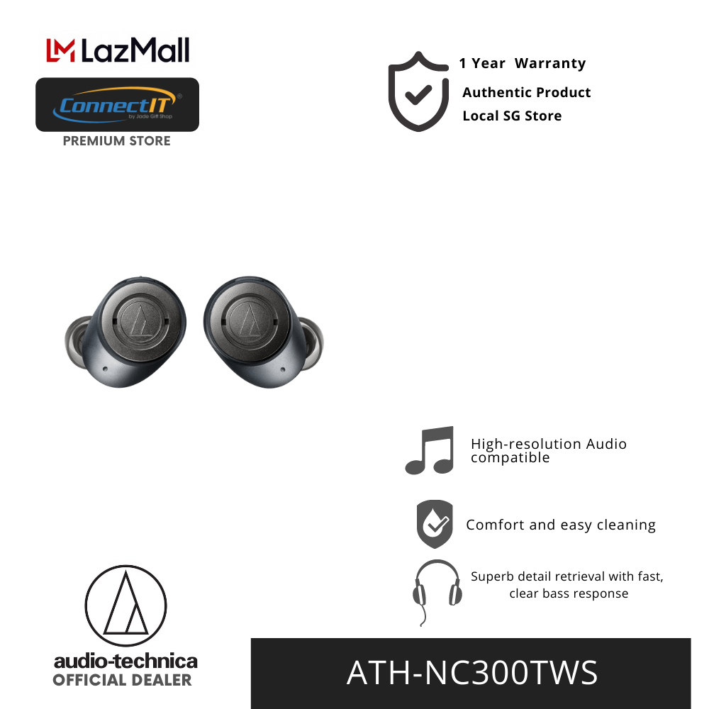 Audio Technica ATH-ANC300TWS Wireless Earbuds With Bluetooth, Three Noise-Cancelling Mode And Long Battery Life [ 1 Year warranty ]