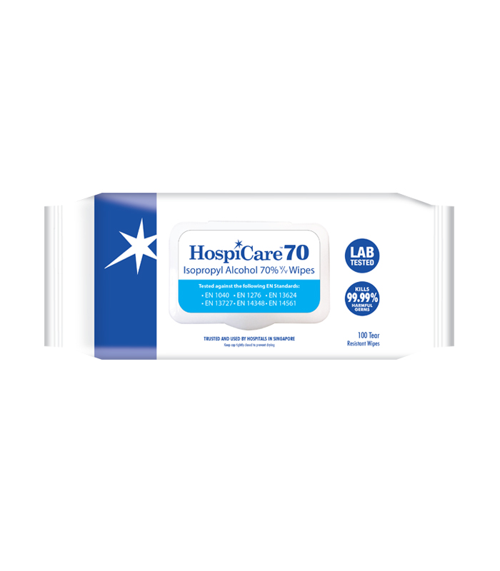 HOSPICARE 70 ALCOHOL DISINFECTANT WET WIPES 100s