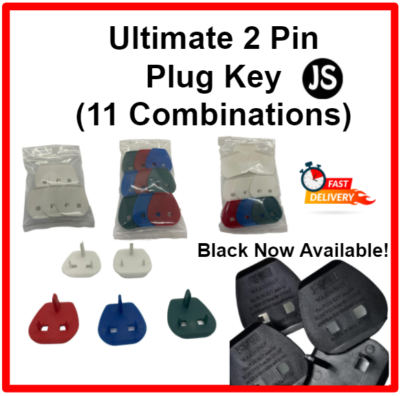 Ultimate Socket Plug Key 2 Pin To 3 Pin Uk Standard (14 Combinations)