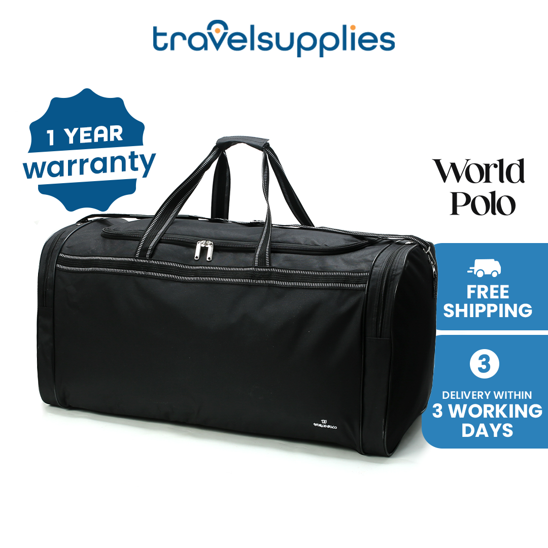 Travelsupplies World Polo Large Capacity Unisex Men Women Big Duffel Bag with 3 Compartments and Removable Shoulder Strap plus 1 Year Warranty and Delivery within 3 Working Days