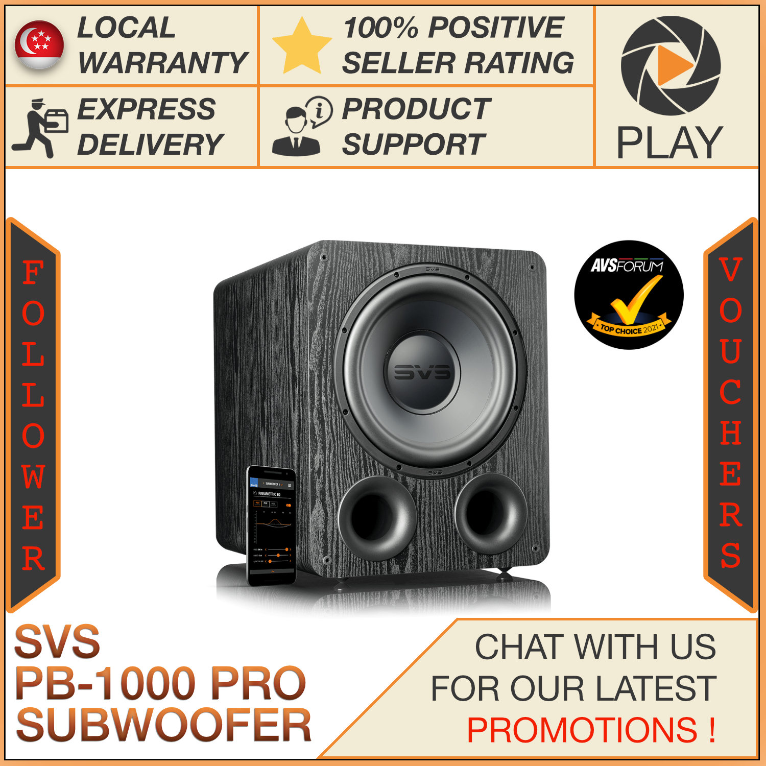 SVS PB1000 Pro Active Subwoofer (PB-1000 Pro, PB-1000Pro, PB1000Pro, PB 1000 Pro)