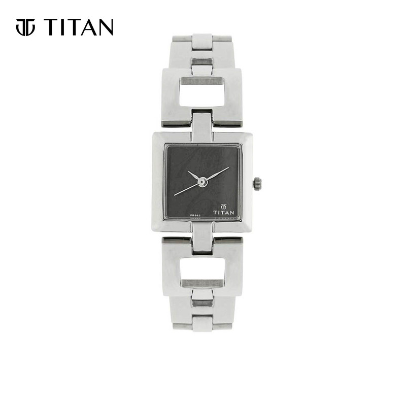 Titan Youth Black Dial Stainless Steel Strap Women's Watch 2484SM03